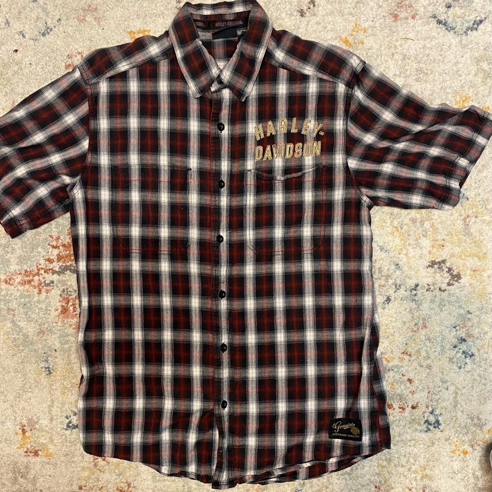 Harley Davidson Mens Plaid Button Up